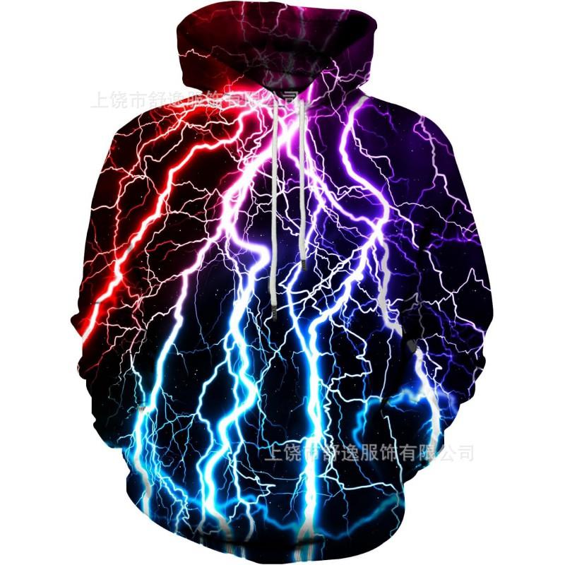 Mens Hooded Sweatshirt With Digital Print Loose Fit Long Sleeve Casual Pullover Daily Wear