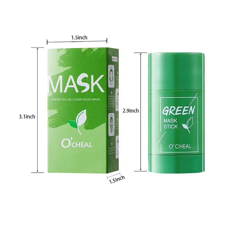 Green Tea & Eggplant Face Mask Stick with Bamboo Charcoal for Pore Cleansing, Moisturizing & Cleansing
