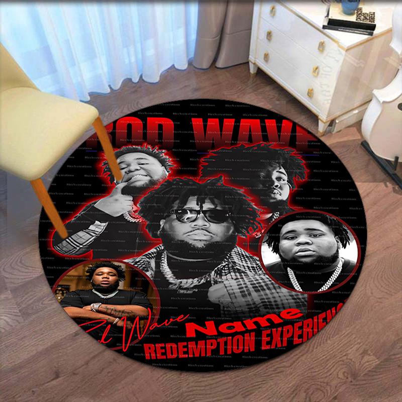 Custom Name Rod Wave Printed Round Rug Carpet Chair Rug Area Rug Entryway Doormats,for Office Chair Living Room Bedroom Kitchen Room.