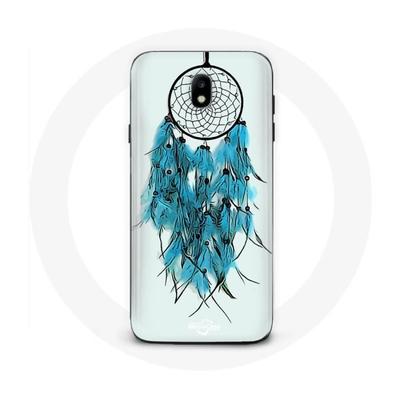 Coque Samsung Galaxy J3 2017 Attrape Rêve Bleu Fond Blanc