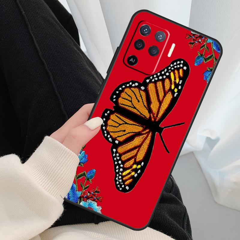 Butterfly Flower Case For Oppo A54 A74 A94 A18 A57 A17 A77 A38 A58 A78 A98 A80 A60 A40 A96 A76 A16 A15 A5 Pro