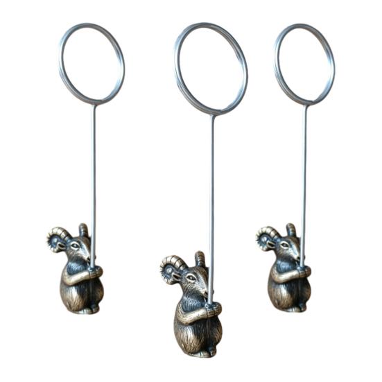 3Pcs Note Holder Stable Anti-Corrosive Spiral Clip for Notes Photos Menus Business Cards Retro Zodiac Desktop Ornament Unique Gift for Collectors