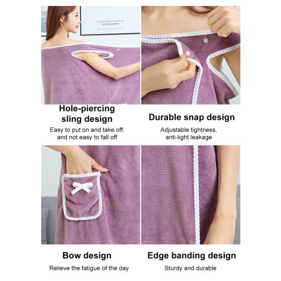 Yousheng Женский банный халат Коралловый вельвет Банное платье Быстросохнущее полотенце с бантом и карманом Впитывающее банное полотенце для дома, отеля, общежития