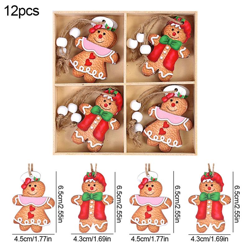 Wooden Christmas Ornaments Gingerbread Man Gnome Tree Hanging Decorations Festive Home Holiday Gift