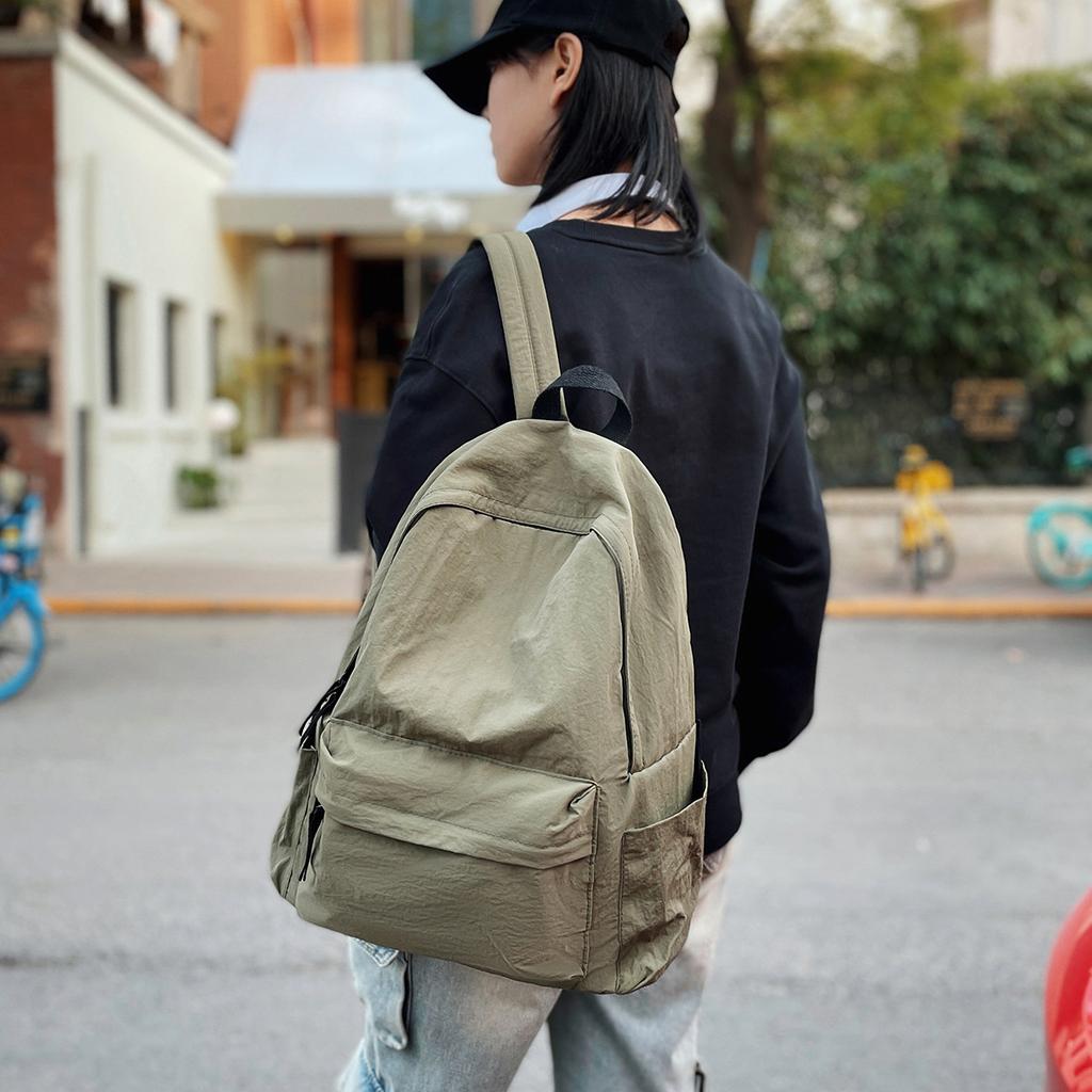 Schoolbag Japanese unprinted wind light backpack, male and female students schoolbag, backpack, computer bag, travel bag, solid color large-capacity