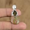Natural Unakite Gemstone Pendant 925 Sterling Silver Indian Jewelry For Women