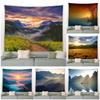 Mountain Forest Dusk Landscape Garden Living Room Bedroom Decoration Wall Hanging Pastoral Natural Flower Landscape Tapestry