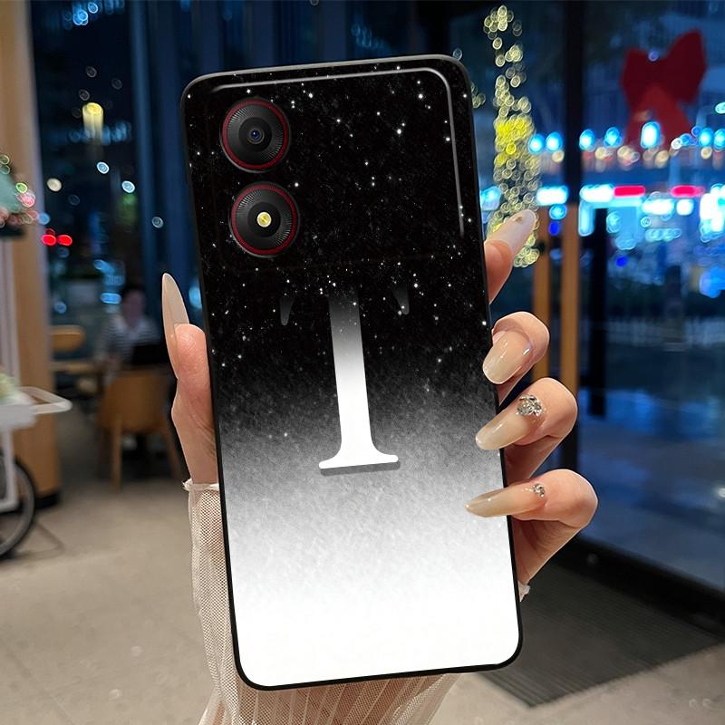 New Design Letter Flower Pattern Soft Silicone Black Phone Case For ZTE Blade A34 4G Anti-scratch Shell ZTE Blade A34 4G Casing