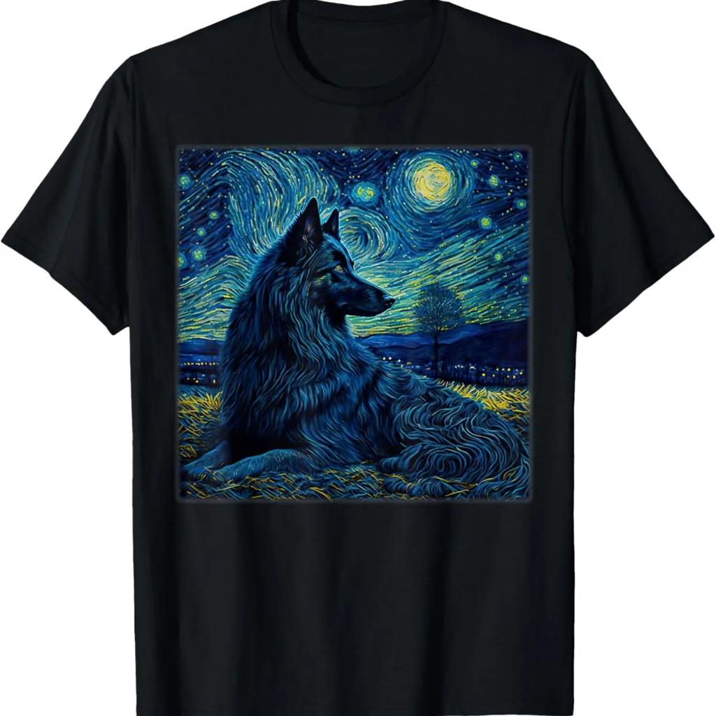 Surrealism Starry Night Belgian Sheepdog T-Shirt
