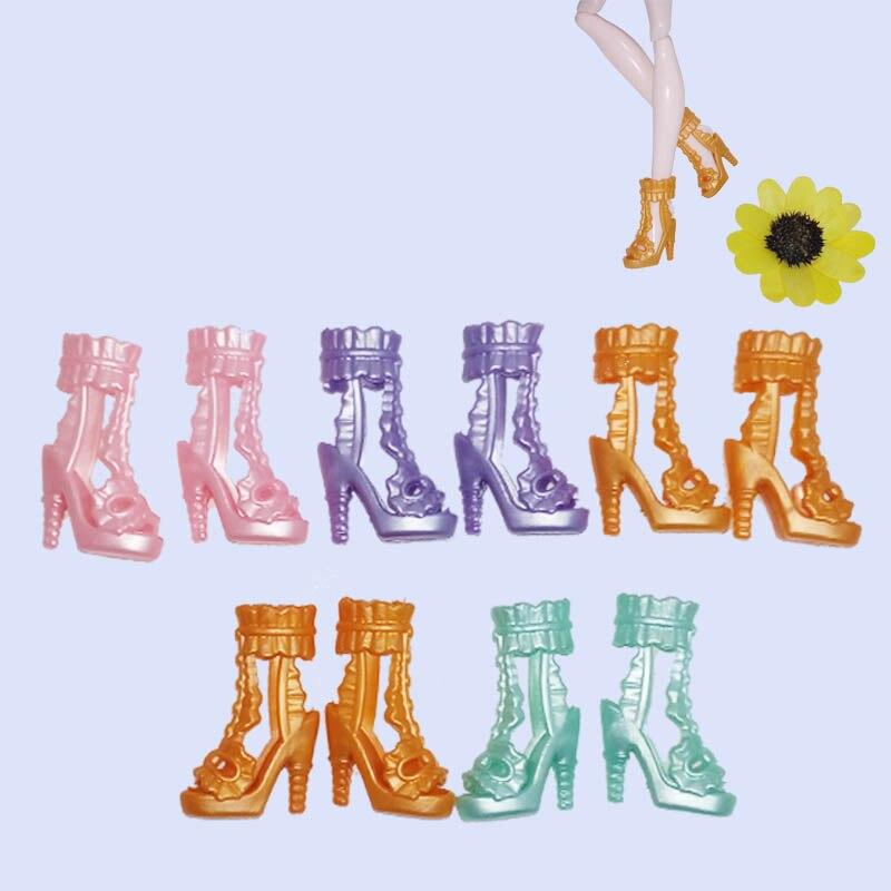 5pairs/lot New Fashion Doll Shoes Stylish Accessories High Heels Shoes For Monster High Doll Party