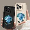 Синий кристальный розовый цветочный принт матовый мягкий чехол для iPhone 16 Pro Max 15 14 Pro 13 12 11 XS XR 8 7 защита линзы противоударный чехол для телефона TPU