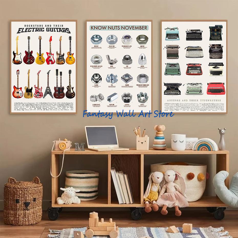 Weapon Guns WWII Arsenal Typewriters  Rocket Chair Western Swords History Poster Canvas Painting Wall Pictures Home Room Decor