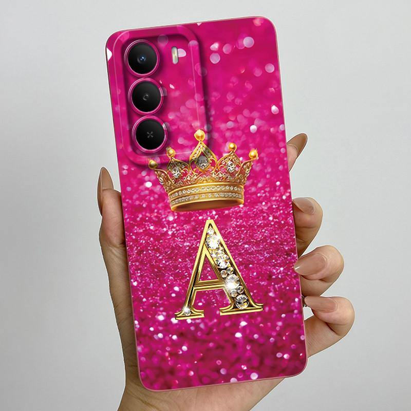 Чехол из жидкого силикона для Realme P3 Lite 4G RMX5300 Корона Первоначальные буквы Чехол для пары Телефона Ударопрочный Мягкая задняя крышка из ТПУ Fundas