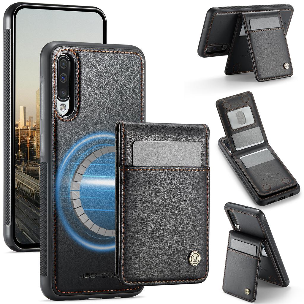Кожаная задняя крышка для Samsung Galaxy A50, совместимая с MagSafe, чехол для телефона JEEHOOD J06 с отделением для карт, блокировка RFID