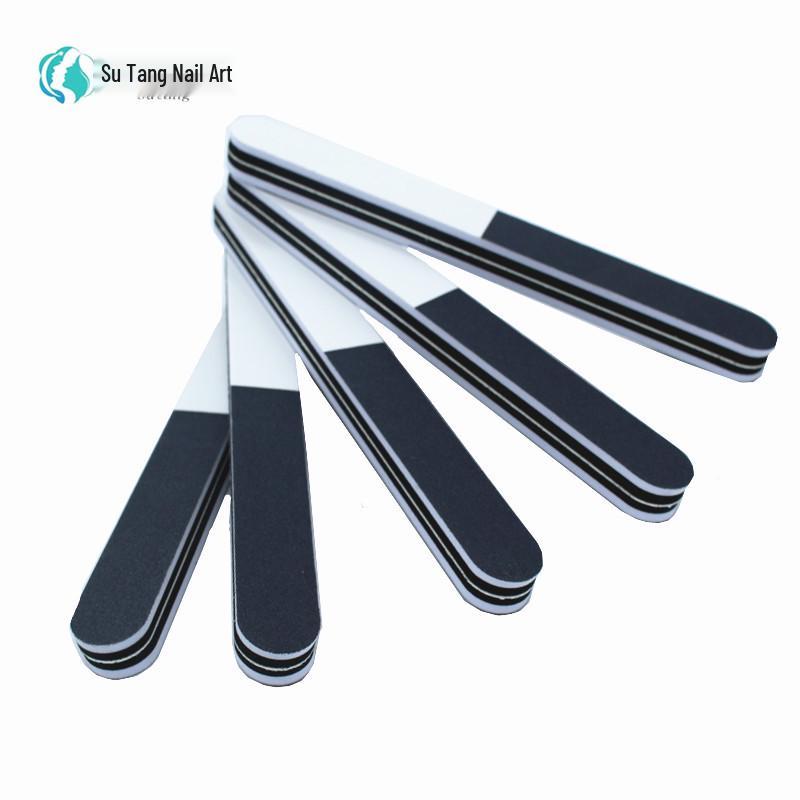Утолщенная трехсторонняя пилка для полировки ногтей: Черная, белая и серая шлифовальная полоска из губки