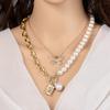 Fashion Vintage Layered Pearl Choker Pendant Necklace Women Gold Silver Color Chain Butterfly Baroque Pearl Necklace Jewelry