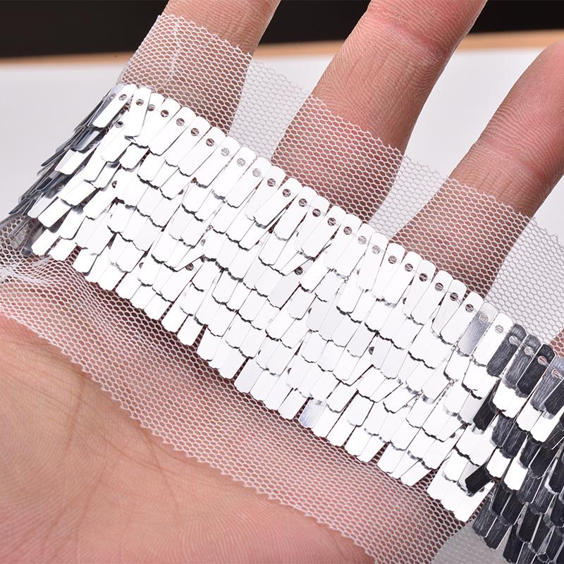 35mm Glitter Silver Gold Sequin Ribbon Trimmings Paillette Sequin Material Sewing Sequins Fabric Scrapbook Crafts
