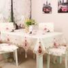 Table Cloth Dining Tablecloth Europe Rustic Luxury Embroidered Round Table Cover Rose Flower Chair Cover Seat Cushion Dust Cover