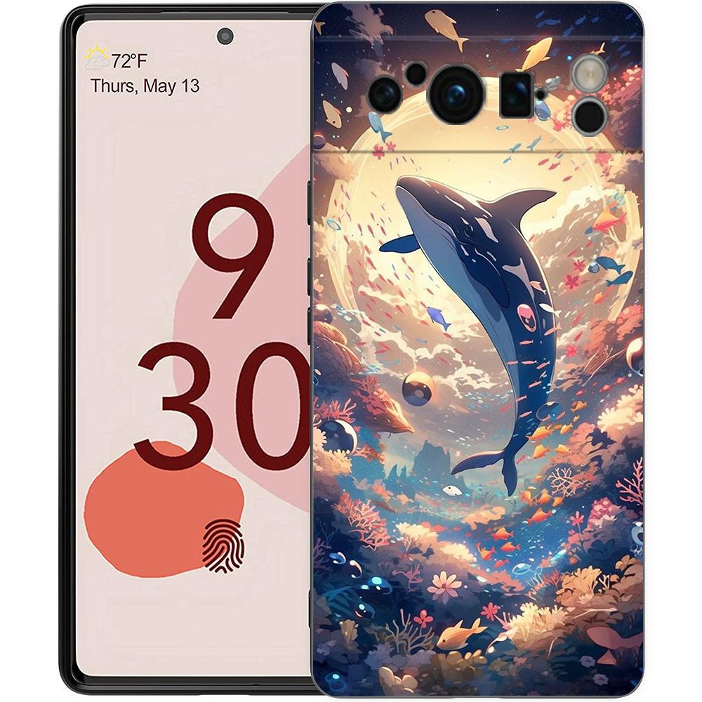 Anime Scene Whale Phone Case Cover for Google Pixel 9 8 7 6 7A 6A Pro Shockproof Silicone Soft 9 Pro XL Soft Shell Capas Fundas