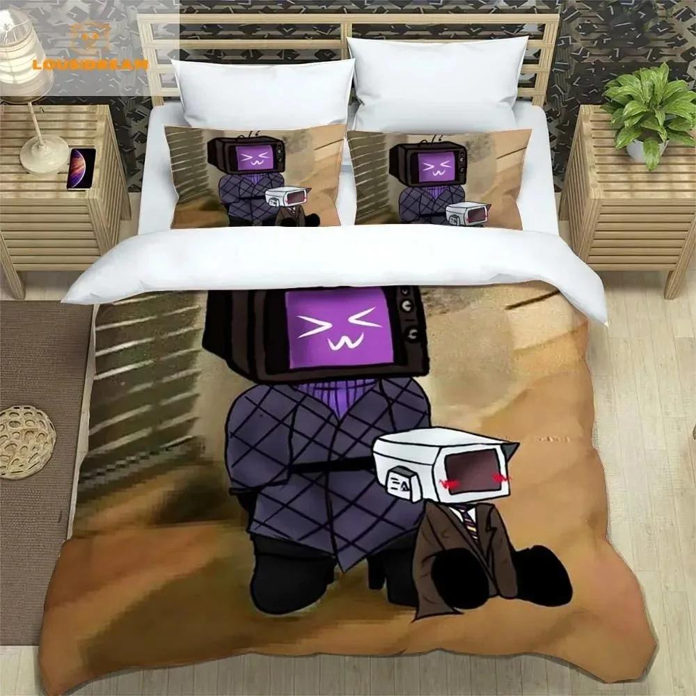 Skibidi Toilet Funny Kprl Speaker Cartoon Duvet Case Pillowcase Bedding Set Twin Full King For Boys Adults Bedroom