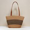 New Shoulder Straw Bag Women's Bag Striped Woven Bag Large Capacity Tote Bag Handbag Women's Travel Beach Bag