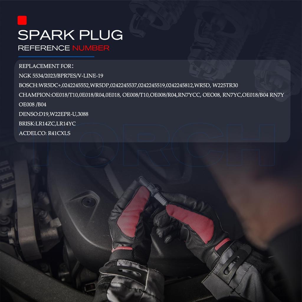 2 шт. Свеча зажигания TORCH F7RTC Замена для NGK 5534/BPR7ES V-Line-19, Для Bosch 7992/WR5DC 4038/WR5DP, Для Champion 332/RN7YC 415/RN9YC 818/RN2C, Для