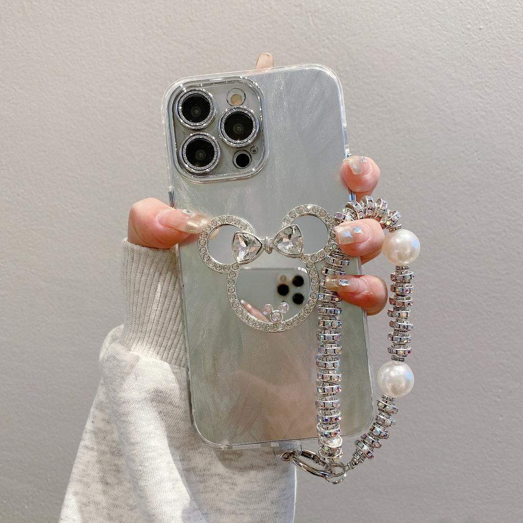 Fine Hole Feather Yarn Suitable for Apple 15 Protective Cover 13 Mickey Mirror 14 Iphone11pro Mobile Phone Case 16