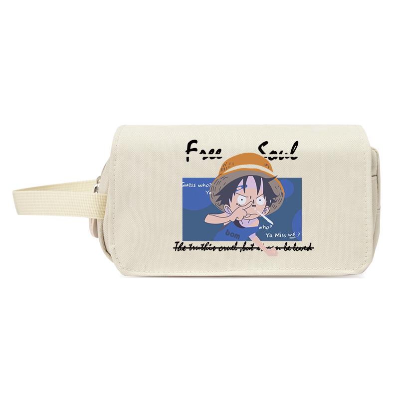 One Piece Large Capacity Pencil Case - Luffy, Zoro, Ace, Law, Sanji Japanese Style Student Stationery Bag