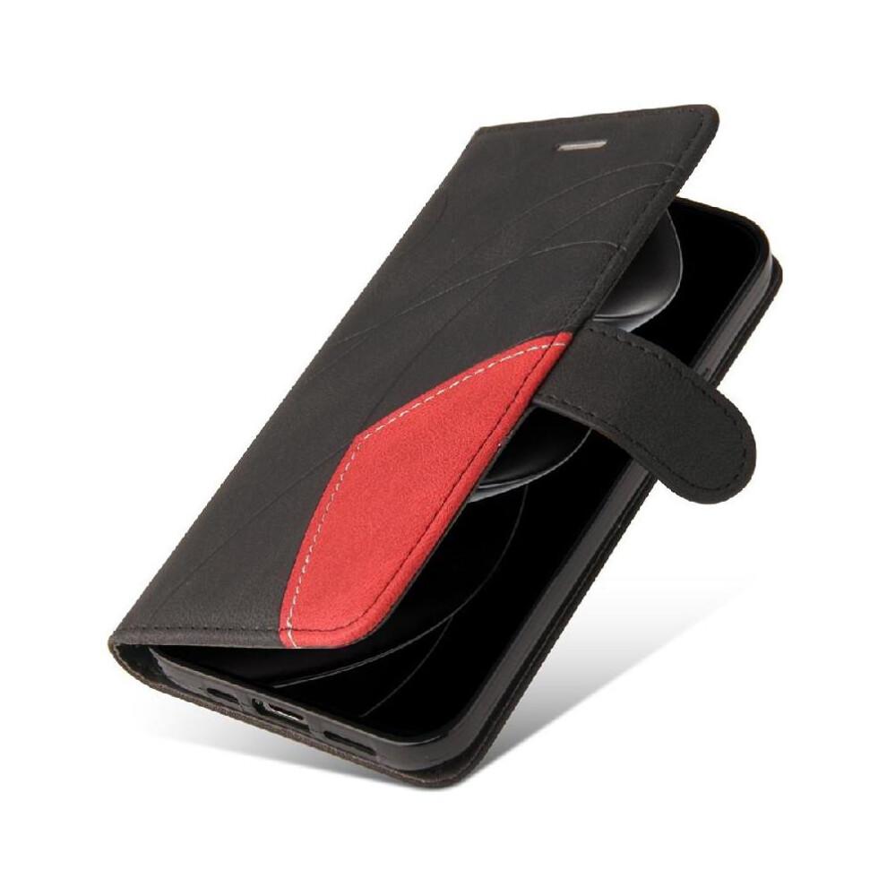 (Black) Flip Case for iphone 17 Pro Max Flip Folio Book Stitching Color with Card Slot Stand Kickstand Protective Leather Wallet