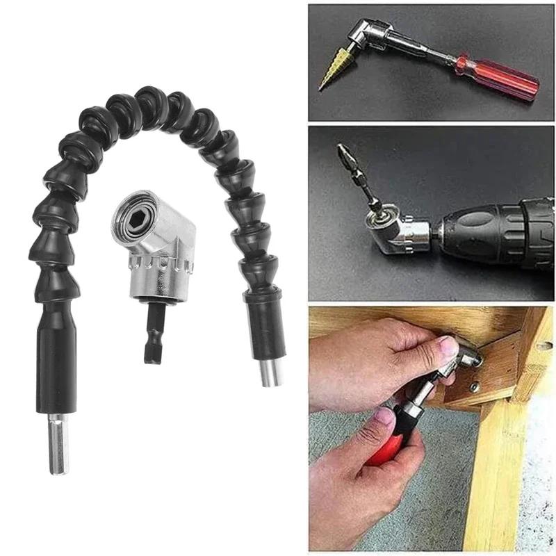 105 Degree 1/4 Inch Right Angle Drill Adapter and Flexible Drill Bit Extension for Soft Shaft Flexible Screwdriver Fine Finish