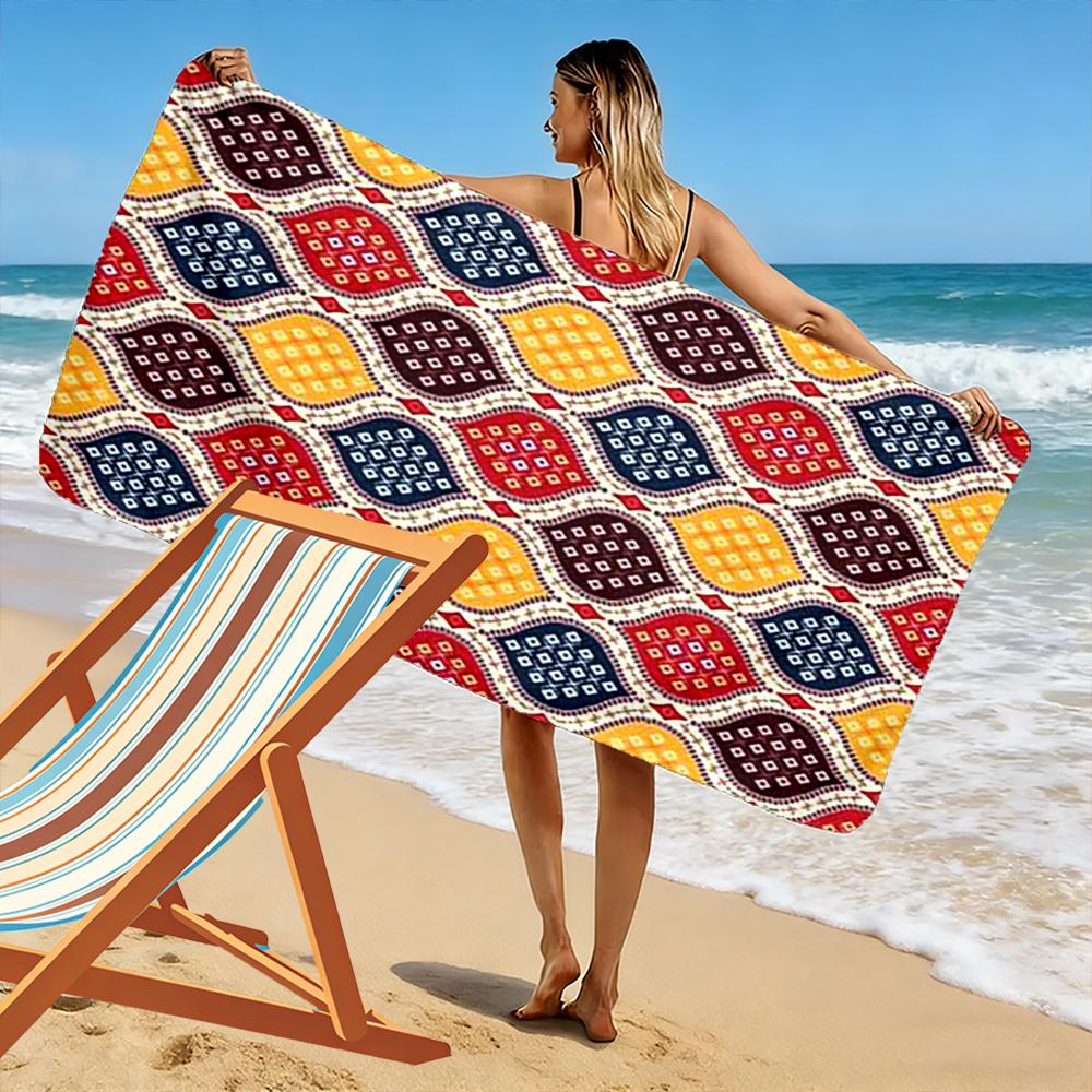 Traditional Geometric Pattern Design Beach towel quick-drying for travel outdoor sports jogging beach and swimming