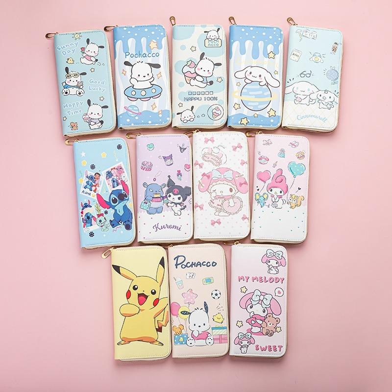 New Fashion Long Wallet Zipper Printing Student Cartoon Zero Card Bag Clutch Bag Waterproof Design Card
