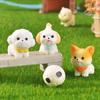 3 Pcs Cute Cartoon Bib Puppy Mini Resin Figurines Garden Moss Miniature Landscape DIY Ornament Car Desktop Dog Animal Decorations