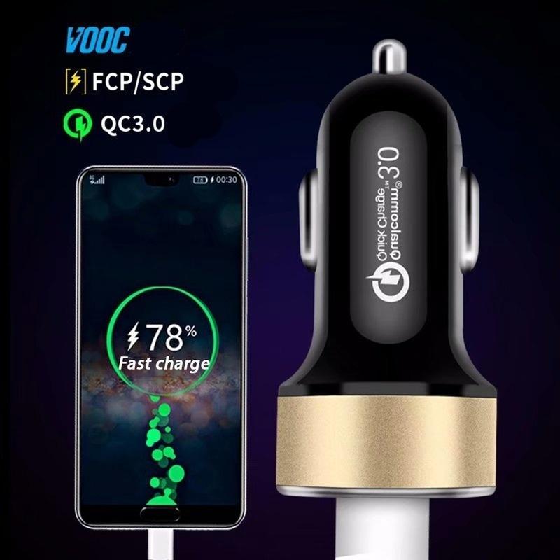 Быстрое автомобильное зарядное устройство с двойным USB-накопителем, ЖК-дисплей 3,0, быстрая зарядка, автоматический USB-адаптер для Xiaomi Huawei P30 P20, USB-зарядное устройство для Iphone 12 Xs