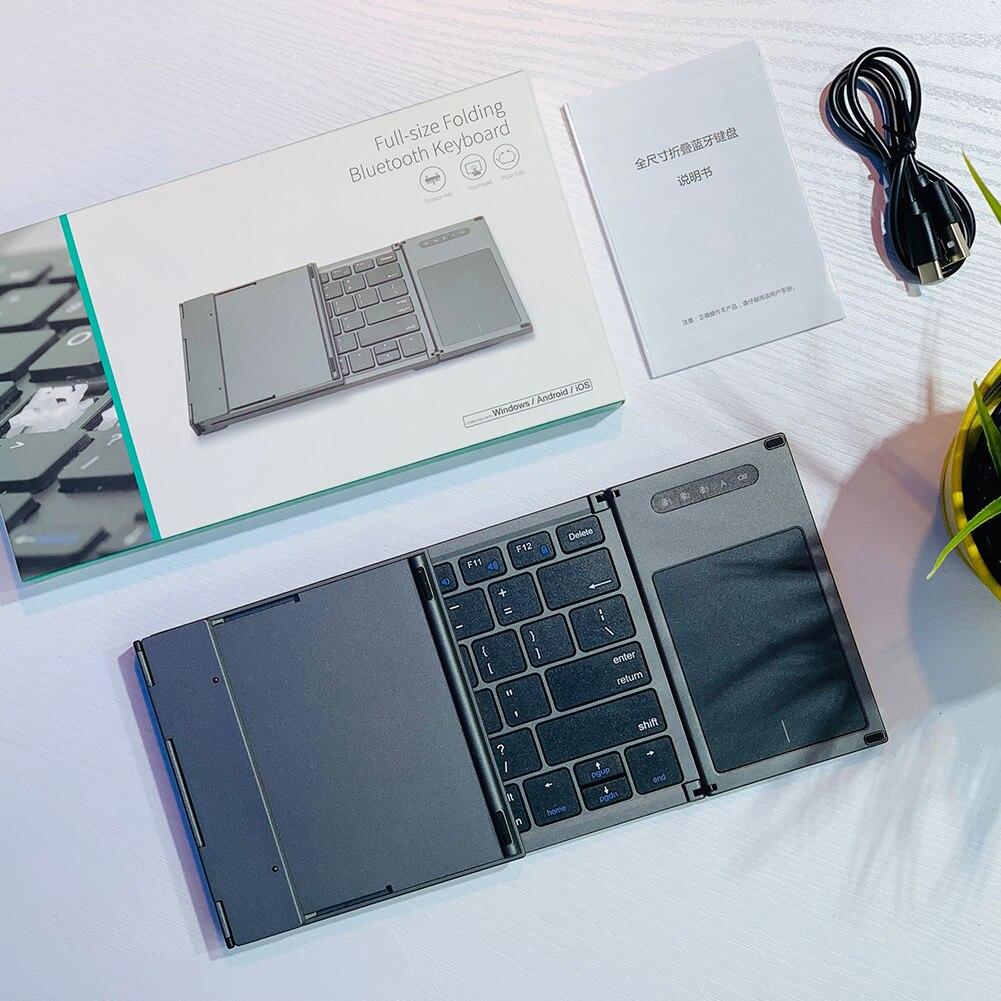 Складная клавиатура Многофункциональная беспроводная складная клавиатура 78 клавиш Сенсорная панель Перезаряжаемая клавиатура для IOS Android Windows