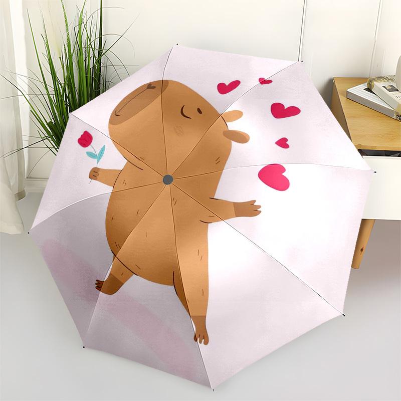 1pc Loveable Hamster with Flower Umbrella with Plastic Handle,Suitable for All Seasons Home Travel Outdoor Umbrellaptys31052