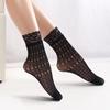 Breathable Fishnet Patterned Ankle Socks for Women Fashionable Hollowout Design with Lace Trim Short Crew Socks Hosiery