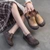 Ретро Мягкая Кожа Толстая Подошва Туфли Пряжка Повседневные И Удобные Женские Туфли На Плоской Платформе