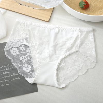 Сексуальное кружевное женское нижнее белье, летние тонкие романтические дышащие трусы со средней посадкой из мягкого хлопка с промежностью