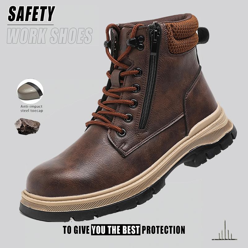 Work Safety Boots Men Steel Toe Safety Work Shoes Waterproof Indestructible Shoes Anti-smash Fashion Sneakers Work Footwear