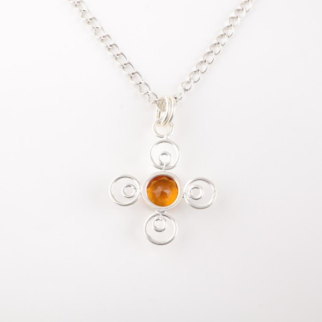 Citrine Gemstone 925 Sterling Silver Jewelry Handmade Pendant For Mother's Day PP-41-4