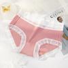 Sexy Lace Trimmed Women's Underwear Mid Waist Breathable Antibacterial and Traceless Briefs