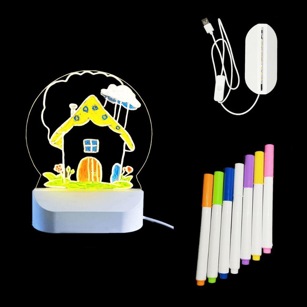 Erasable LED Drawing Board With Night Light DIY Acrylic Filled Chalkboard Message Board