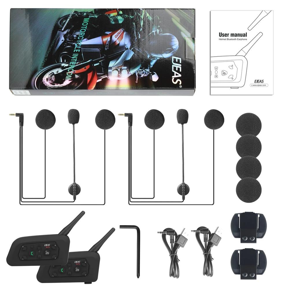 EJEAS V6 PRO+/ plus Motorcycle Intercom Helmet Bluetooth Headset 6 Riders 800m Communicator Waterproof Music Player Interphone