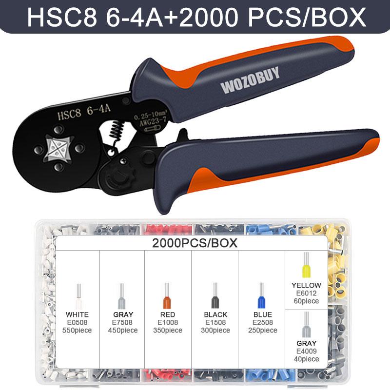 WOZOBUY Hexagonal Self-Adjustable Ratchet,Ferrule Crimping Tool Kit, Crimper Kit with 400/800/1200/1800/1900pcs Wire Terminals
