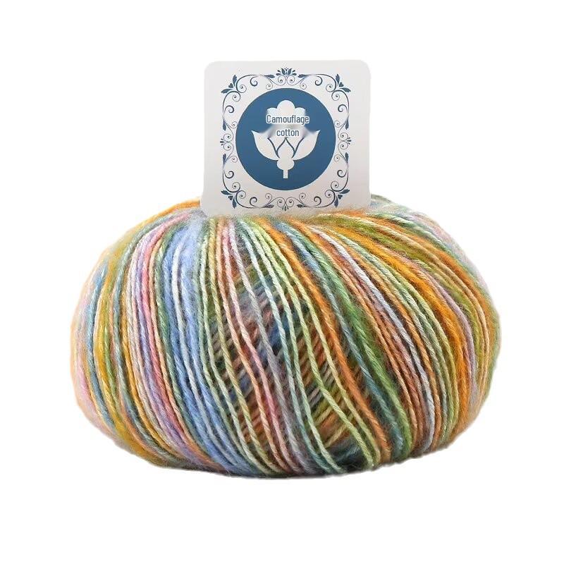 Хлопковая пряжа с камуфляжной окраской Space-Dyed разных цветов для ручного вязания