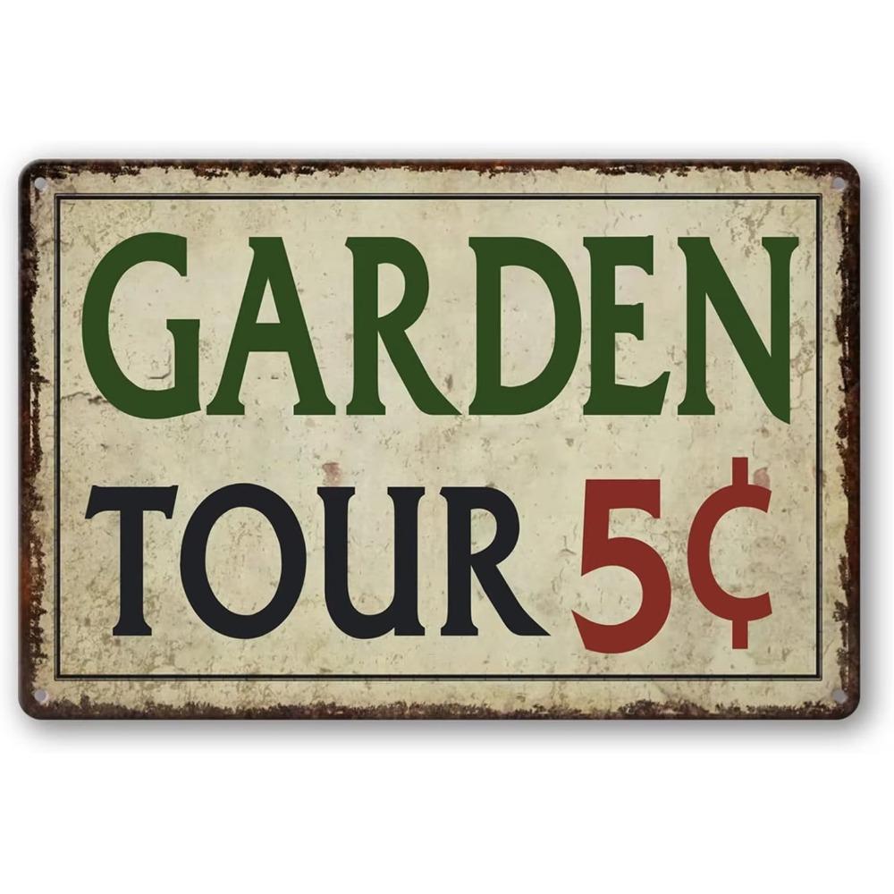 Garden Tin Sign Outdoor Gardening Metal Signs Garden Tours 5 Cents Retro Hummingbird Welcome Sign Flower Decor Wall Decor