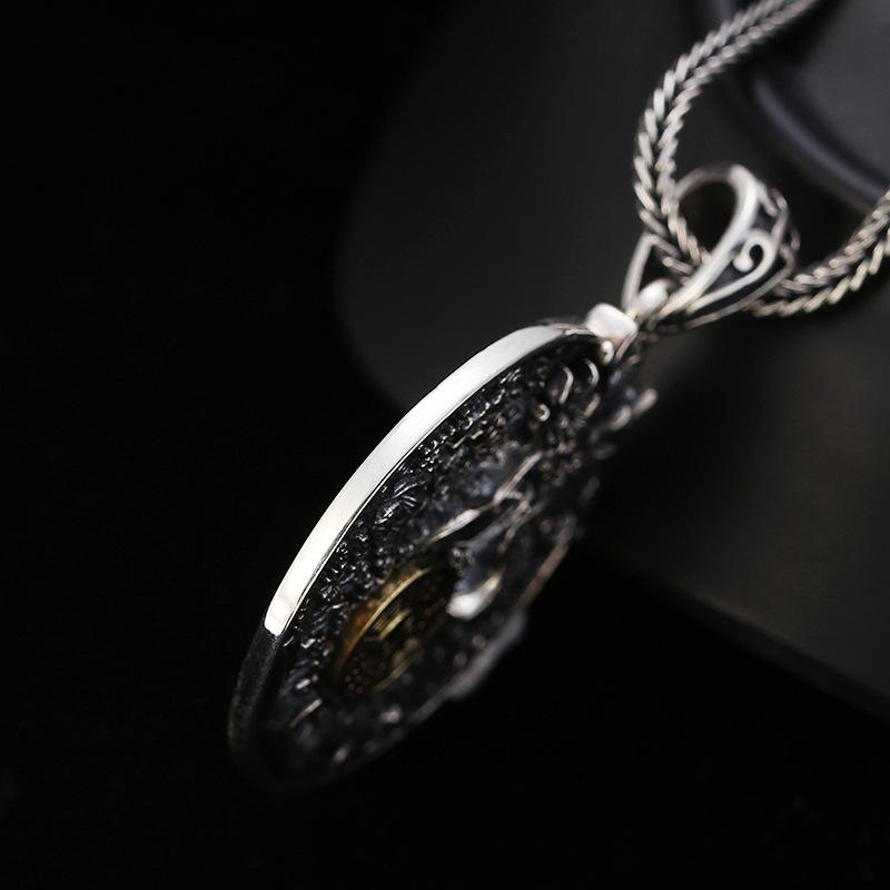 Винтажная круглая подвеска с девятью дворцами и восемью триграммами для мужчин и женщин, универсальная тайская серебряная подвеска с драконом