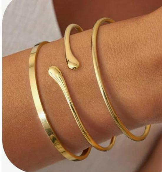 Geometric Open Metal Bangle Set: European & American Style Hand Jewelry