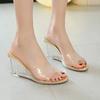 Shoes for Women 2025 New Fashion Slip-on Women's High Heels Crystal Wedge Shoes Female Peep Toe Casual Sandals Woman Slippers